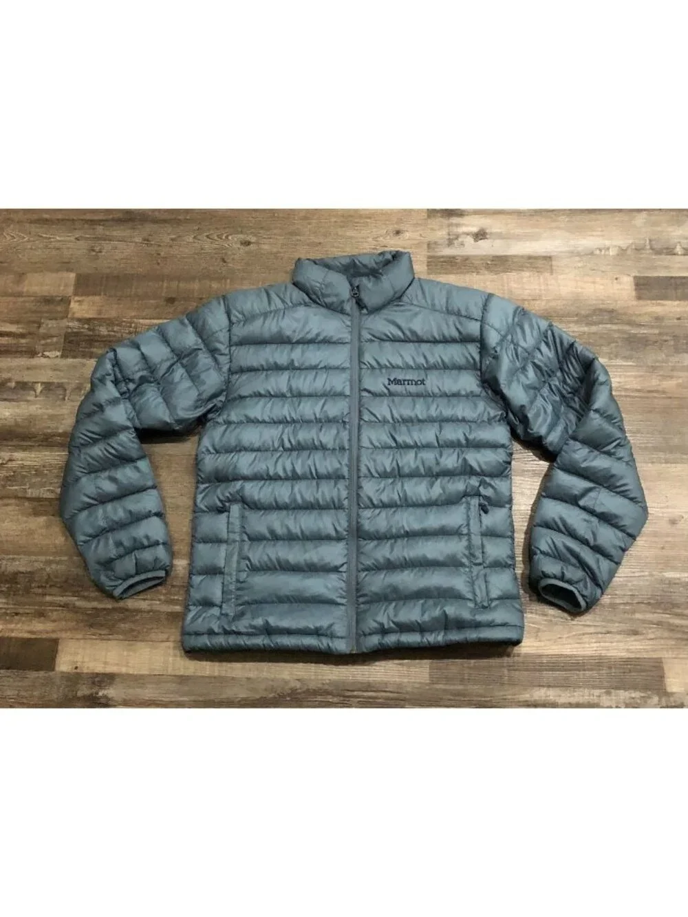 Marmot Mens Medium Blue Zeus Full Zip Down Filled Jacket